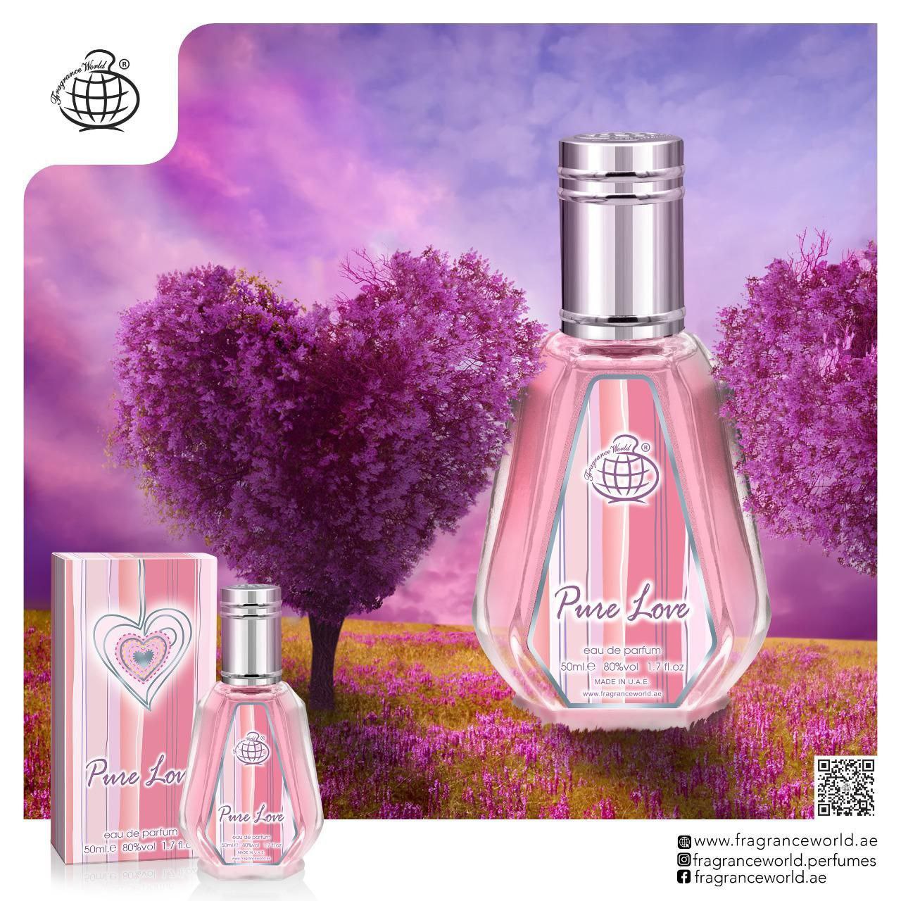 ادکلن 50 میل فراگرنس ورد مدل پور لاو Pure Love
