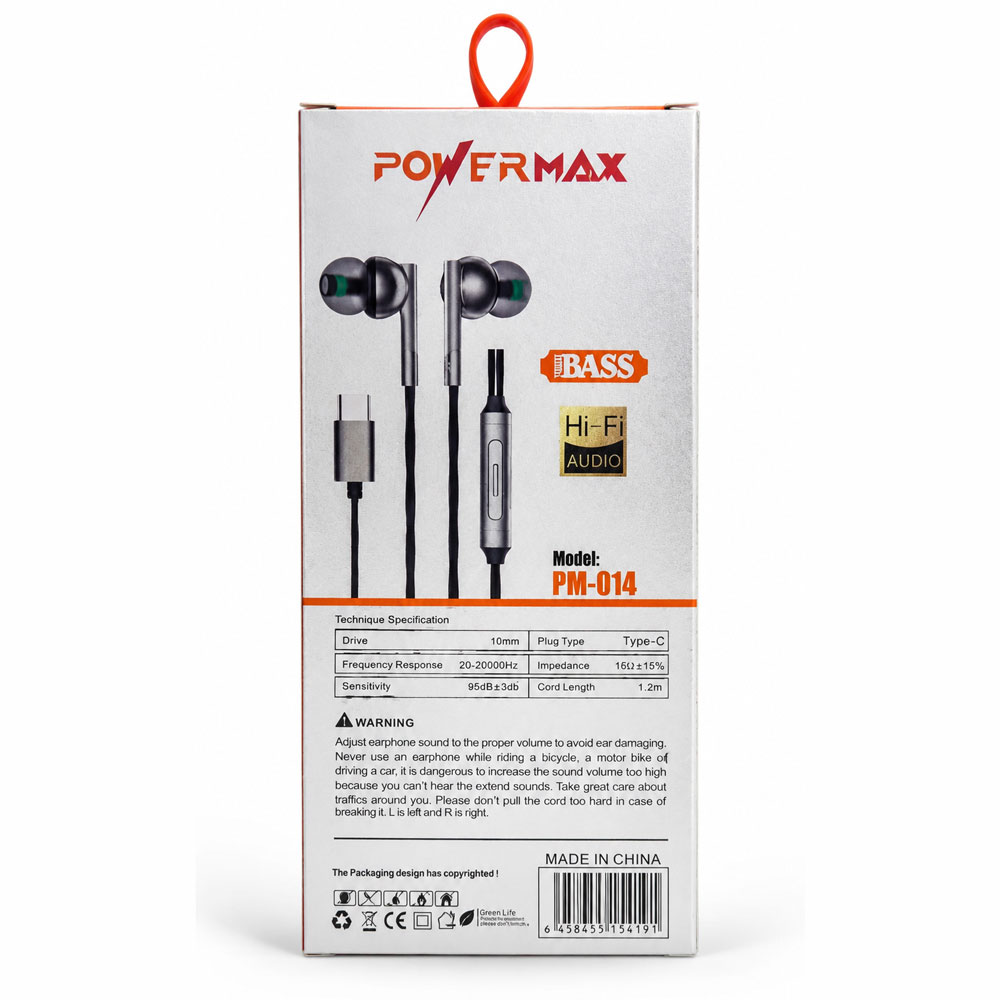 هندزفری تایپ‌سی PowerMax مدل PM-014