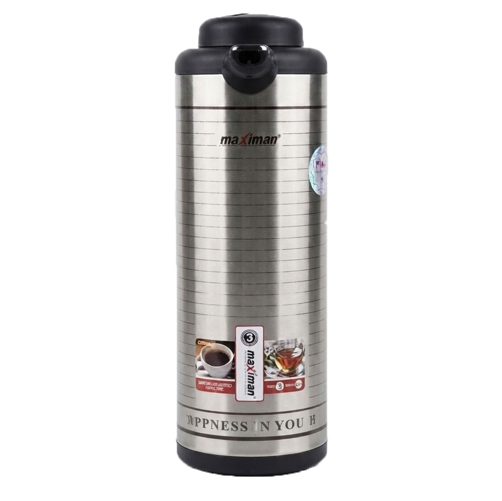 فلاسک استیل مشکی برند ماکسیمان کد L107  (شیشه صورتی )