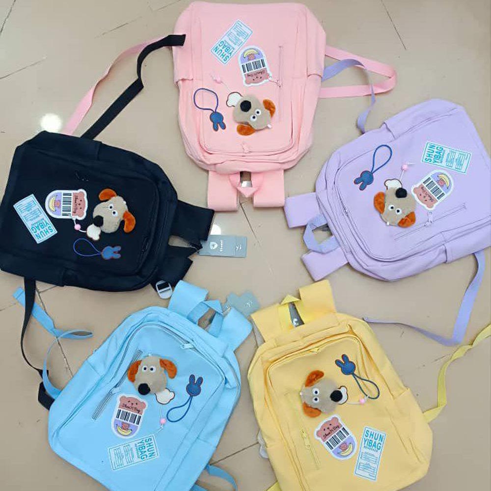 کوله پشتی دخترانه فانتزی با آویز عروسکی مدل SHUN YIBAG کد 21300/4
