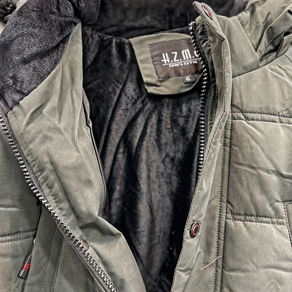 کاپشن مردانه بلند زیتونی کد 319